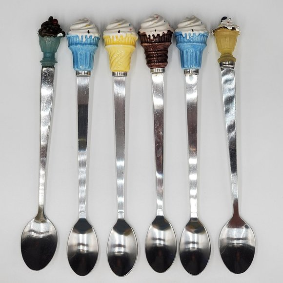 Pottery Barn Outlet Milkshake Ceramic Glass (6) & Spoons (6) - Picture 13 of 16